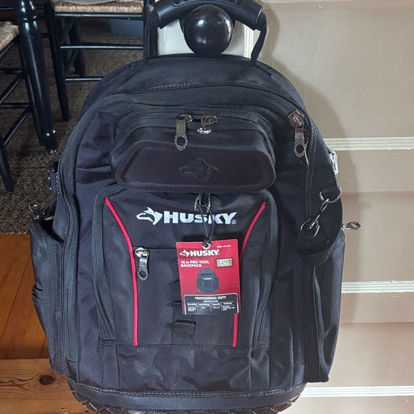 Husky Other - Sky Black Backpack with Red Trim